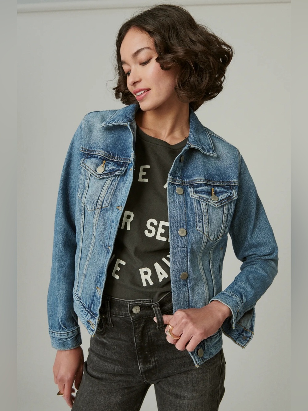 Lucky Brand Tomboy Denim Trucker Jean Jacket XL